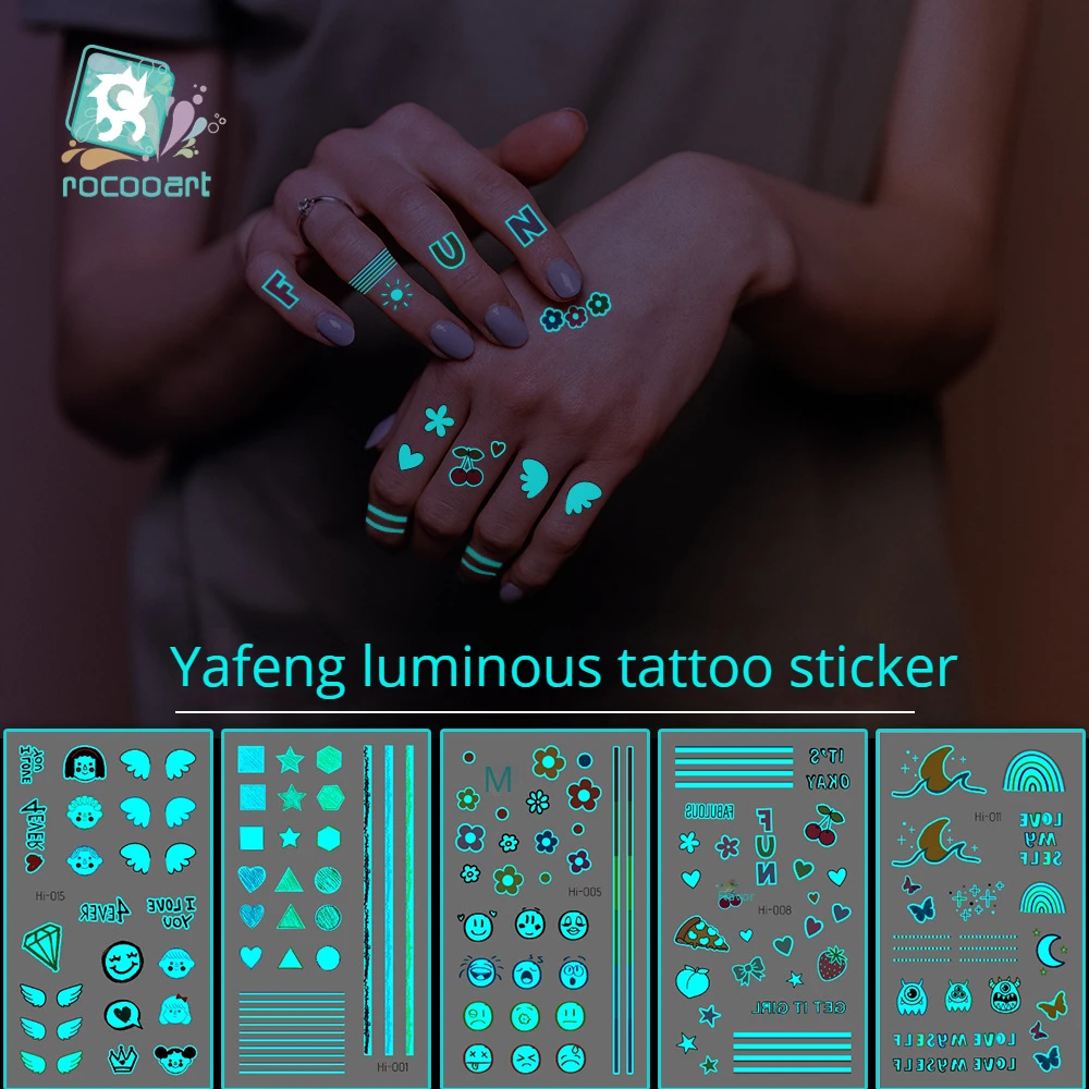 Electric syllable waterproof blue glow tattoo small fresh rainbow party face sticker temporary tattoos sticker size:105 * 60mm