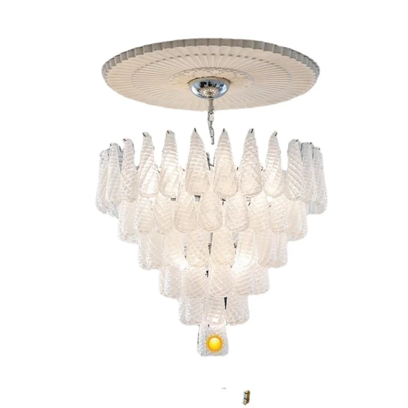 

French waterfall, light luxury, glass chandelier, full spectrum eye protection