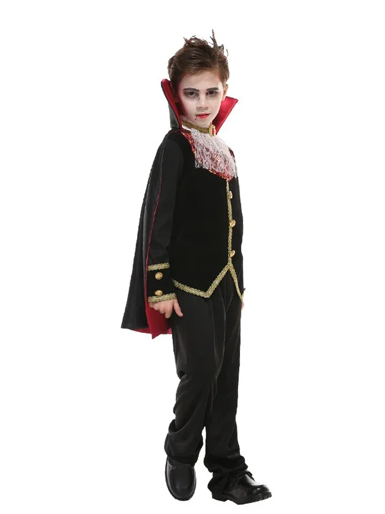 Halloween Family Costumes Vampire Dracula Cosplay Suits with Vampire Cloaks Boys Party Cosplay Witch Clothes Stage Outfits