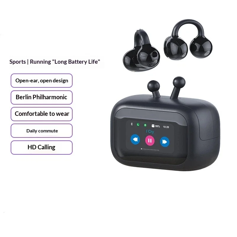 

Z13 Черно-белые маленькие наушники с зажимом для телевизора Bluetooth, беспроводные наушники с воздушной костной проводимостью, не вкладыши, подарок на день рождения