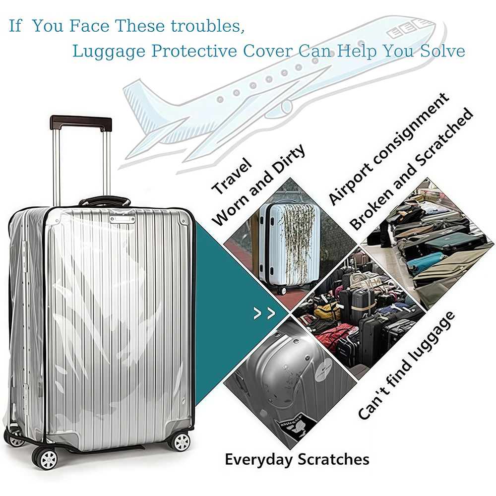 غطاء حماية شفاف للأمتعة مناسب لحقائب السفر وحقائب السفر، سهل التركيب والطي للتخزين، zwq