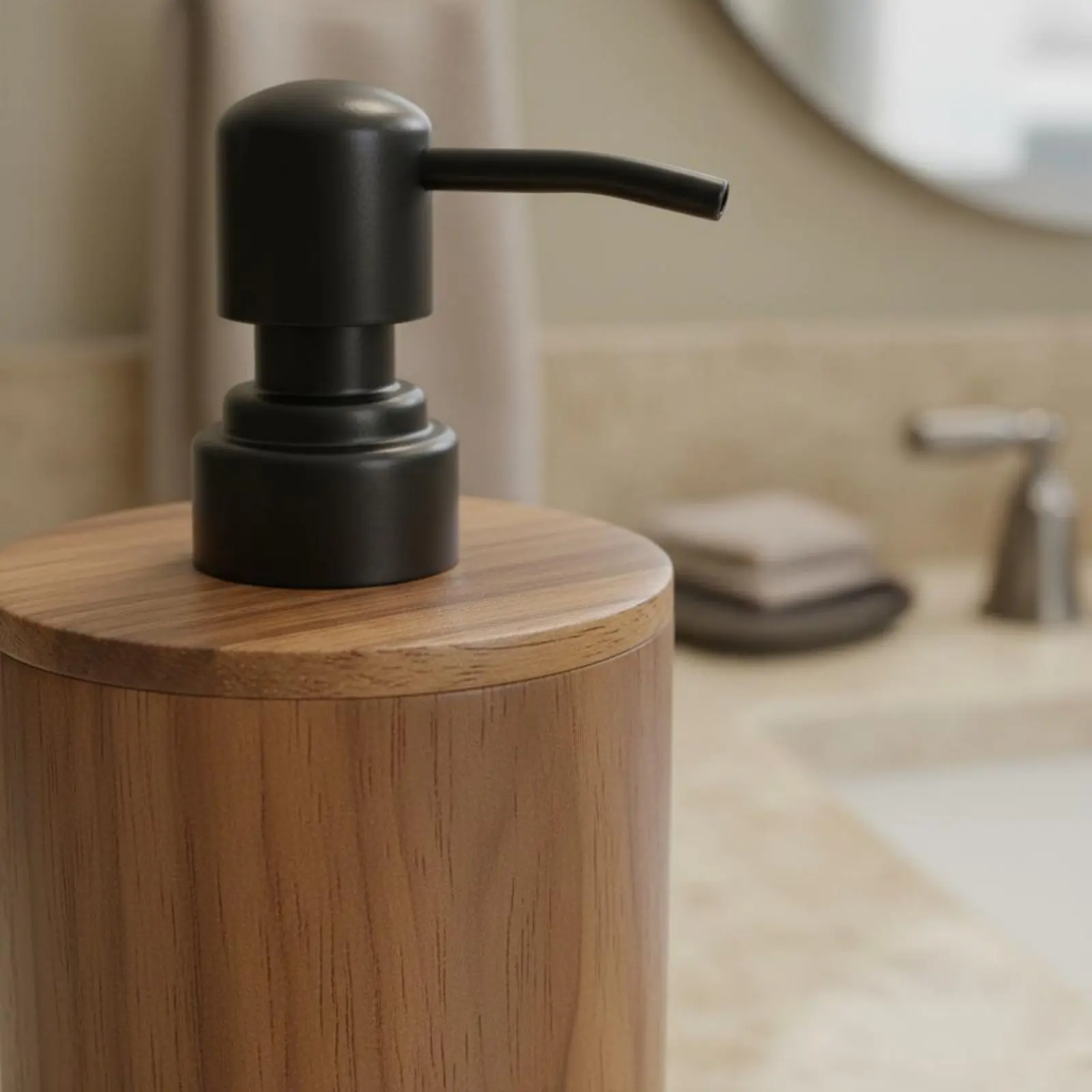 

Walnut Wood Dispenser Luxury Design Lotion Pump Bottle Refillable Shampoo Bottle Bathroom Accessory for Hotel