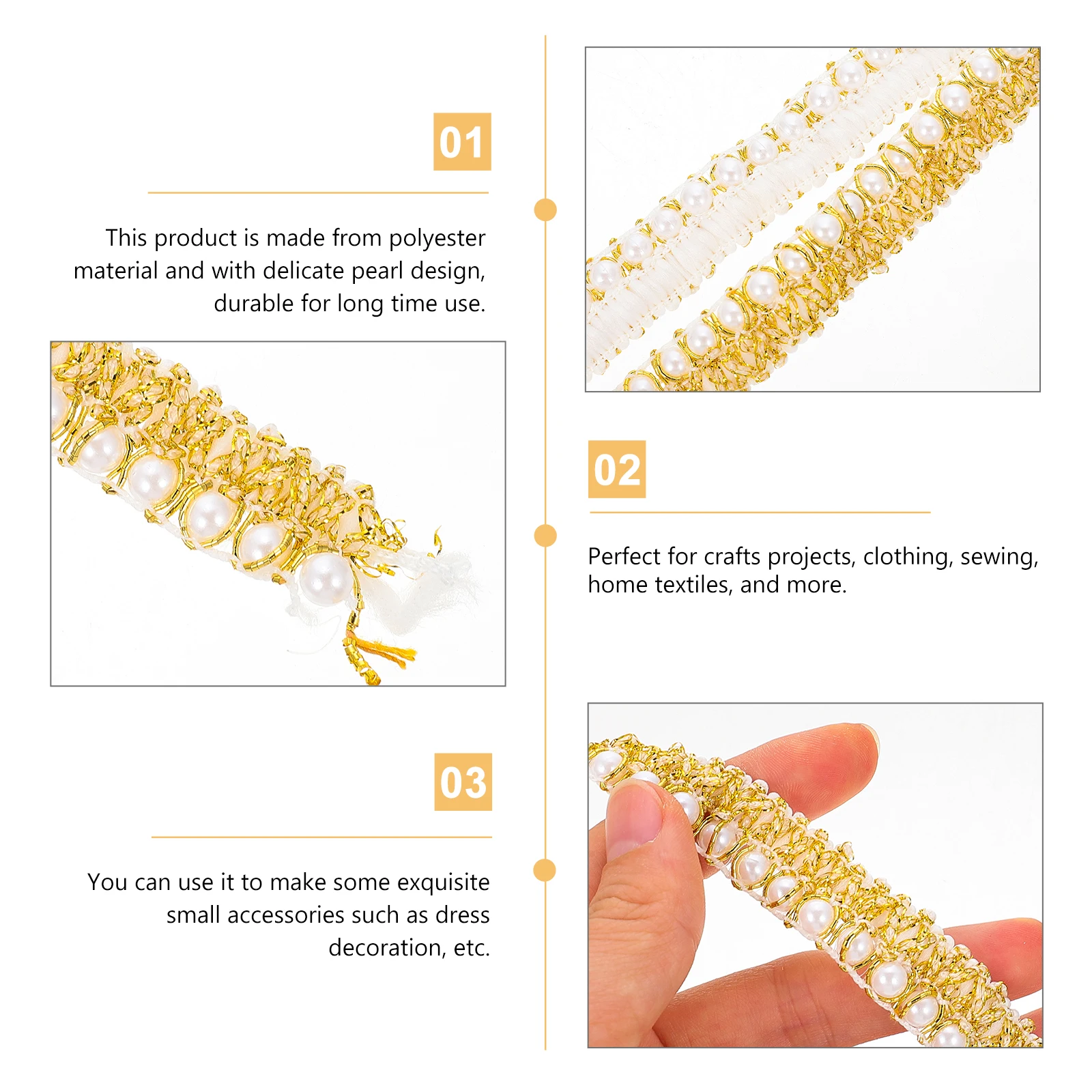 

Pearl Webbing Decorative Ribbon Embellishment Trim Clothing Supplies Embroidered Elegant Clothes Sewing Trims Polyester DIY