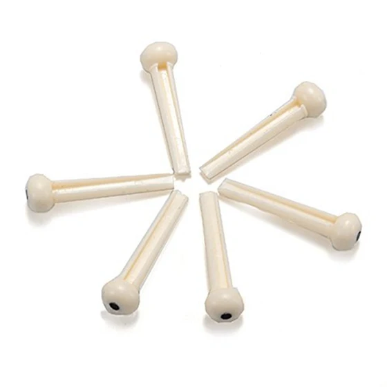 6 Bridge Pins + saddle + bridge saddle Bone / Bone Acoustic Guitar white