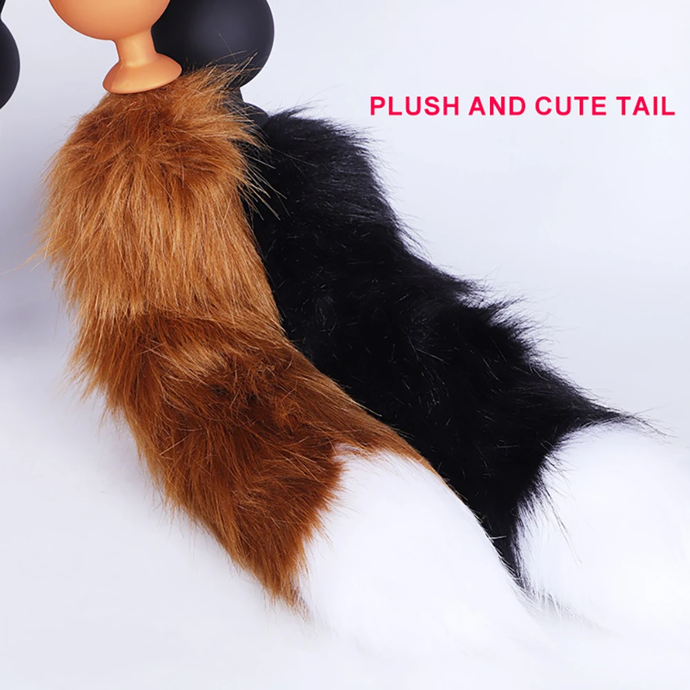 Anal Plug With Plush Little Fox Tail Adult Sex Toys Huge Butt Beads Soft Liquid Silicone Material Night Glow BDSM Games Cosplay