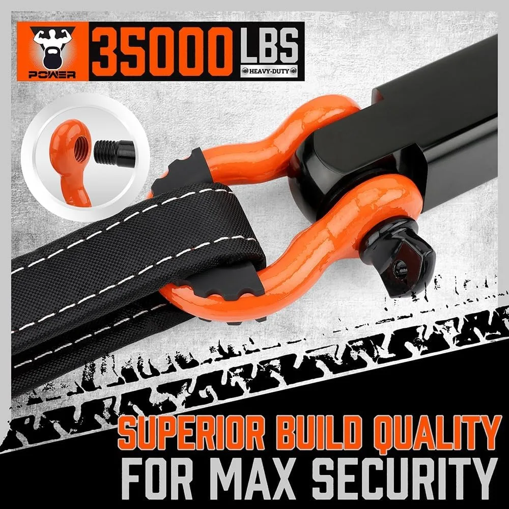أشرطة سحب نايلون شديدة التحمل مع خطافات، 3 مجموعات بطول 30 قدمًا، قوة الشد 35,000 رطل، تتضمن أجهزة استقبال وصلتين