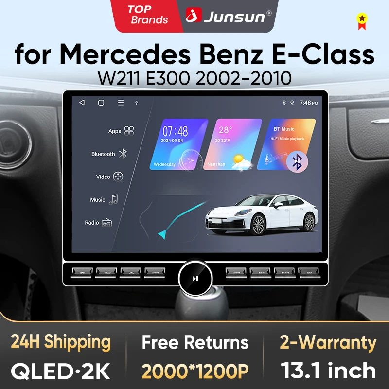 Junsun 13,1″ QLED Wireless CarPlay Android Auto Autoradio für Mercedes-Benz E-Klasse W211 E300 2002-2010 Intelligente Systeme DSP