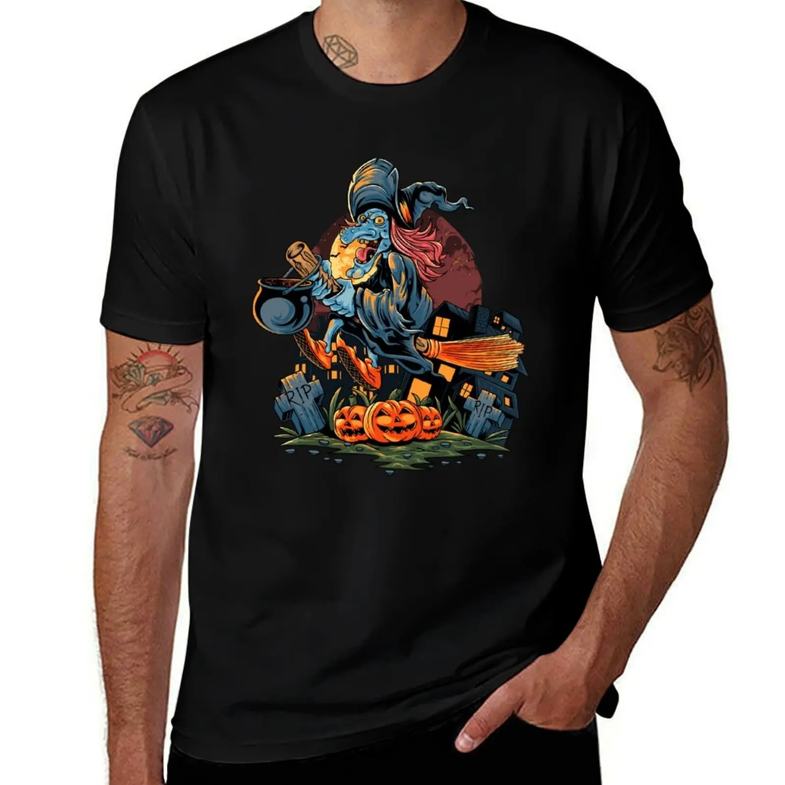 

witches halloween T-Shirt anime tshirt man t shirts cotton t shirts with prints T-Shirt
