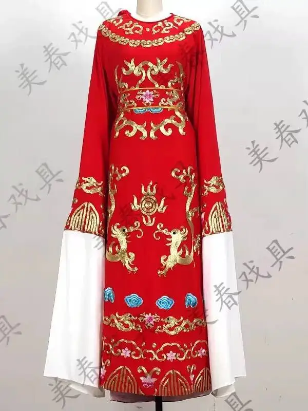 Traditional Chinese Opera Men's Costume Classical Dance Hanfu Style Gold Dragon Embroidered Cosplay Performance Dress