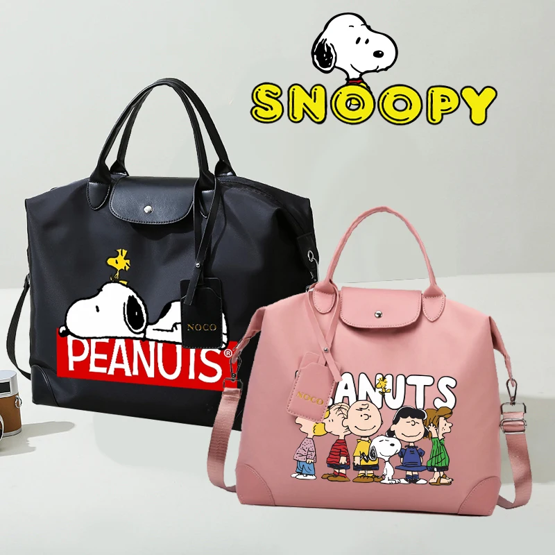 Snoopy กระเป๋าสะพายไหล่แฟชั่นความจุขนาดใหญ่กระเป๋าออกกําลังกายแบบพกพาสาวกันน้ําว่ายน้ํากีฬากลางแจ้งเดินป่าตั้งแคมป์กระเป๋าถือ