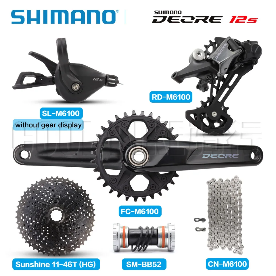 

Shimano Deore M6100 12s Groupset M6100 Crankset SL-M6100 RD-M6100 CS-M6100 SunShine Cassette Sprocket CN-M6100 Chain MTB Bike