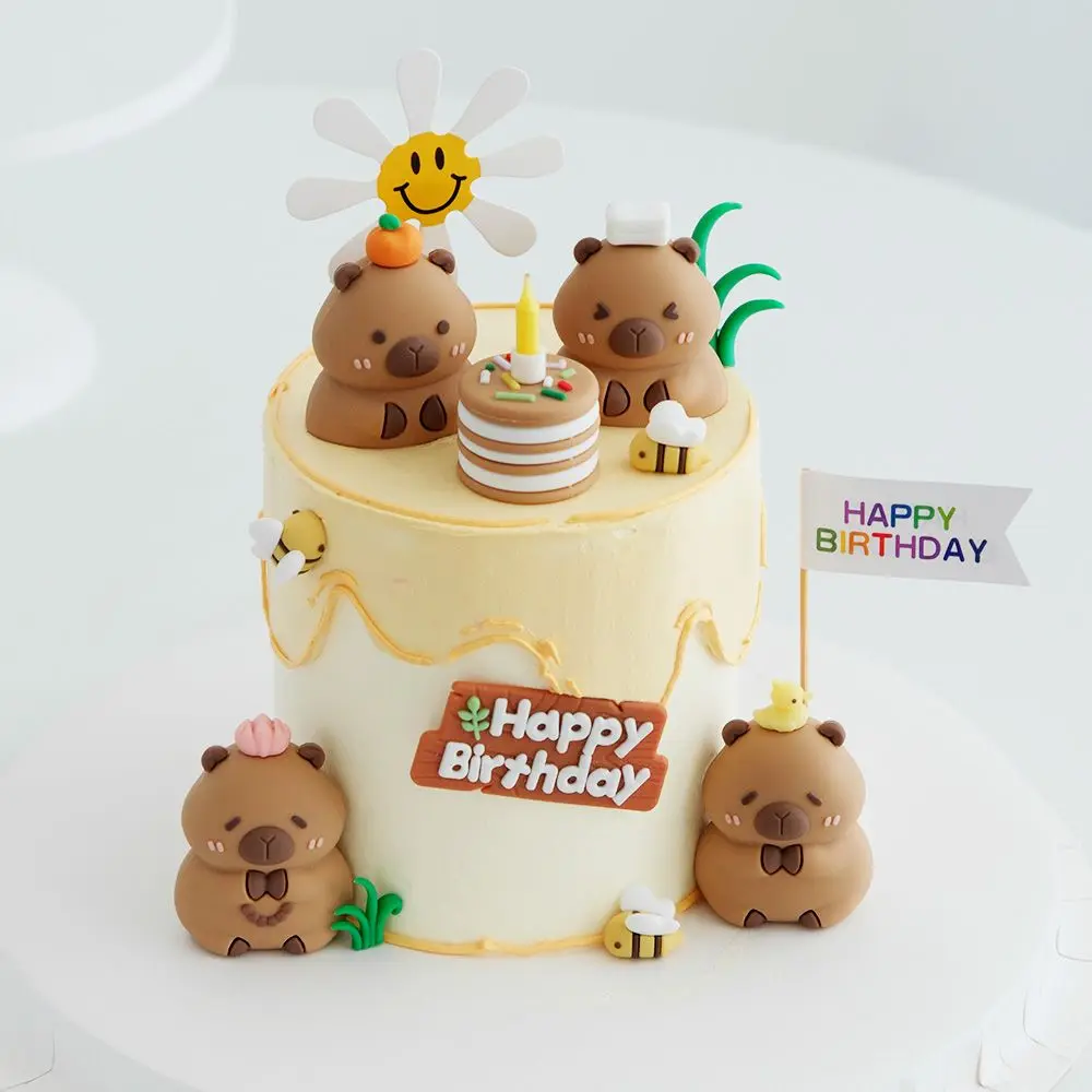 Capybara-Kuchenaufsatz, Capybara-Geburtstagsparty-Dekoration, Kunststoff, Capybara-Puppe für Kinder, alles Gute zum Geburtstag, Party, Kuchendekoration – Detail 6