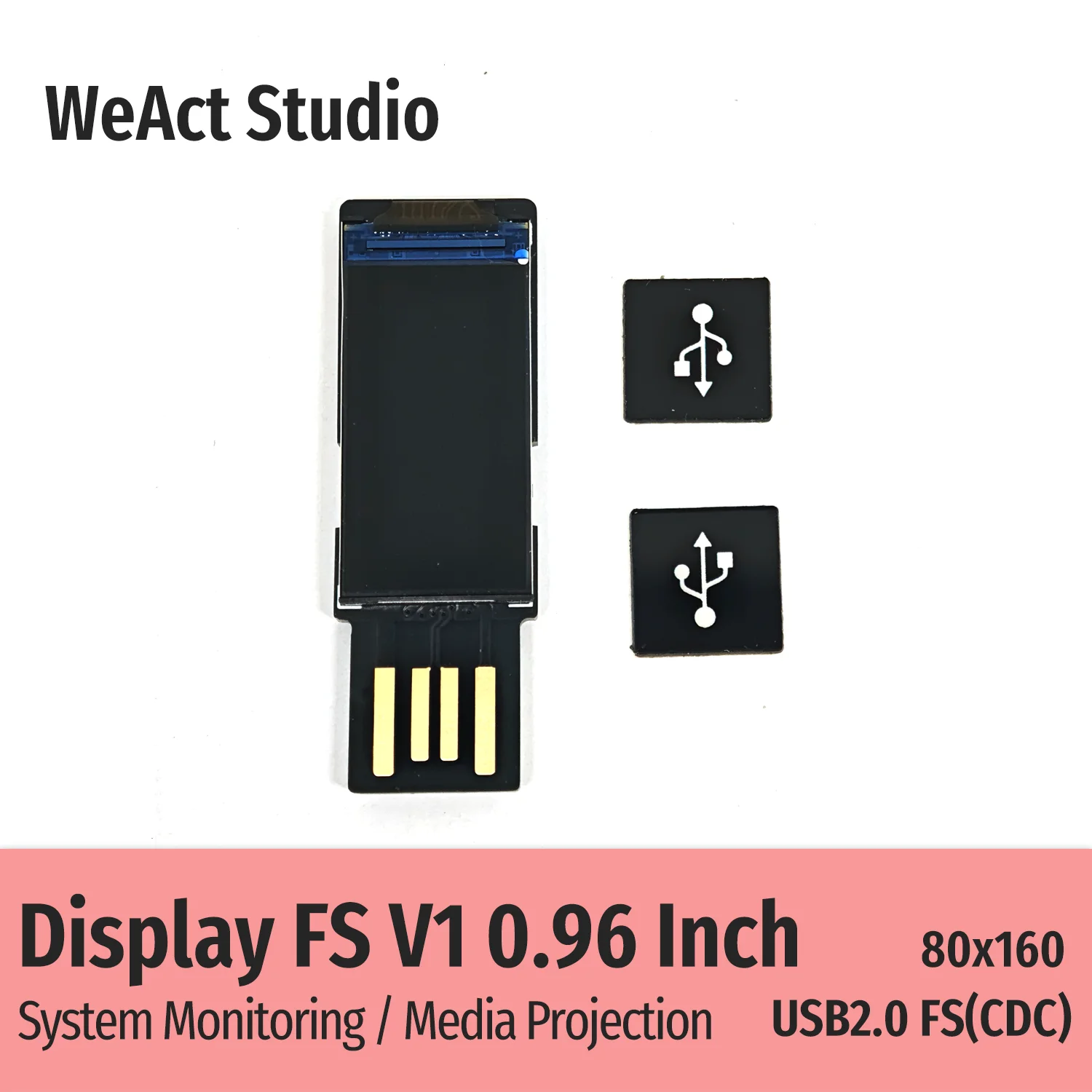 WeAct 0.96 Inch USB Secondary Screen for Computer CPU GPU RAM HDD Display 80*160 System Monitor Photo Album