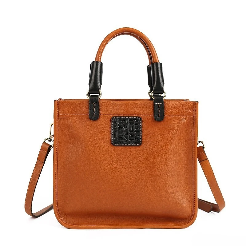 Vintage Everyday Crossbody Bag for Women Genuine Leather Top Grain Leather Top Handle Adjustable Strap Luxury Handbag