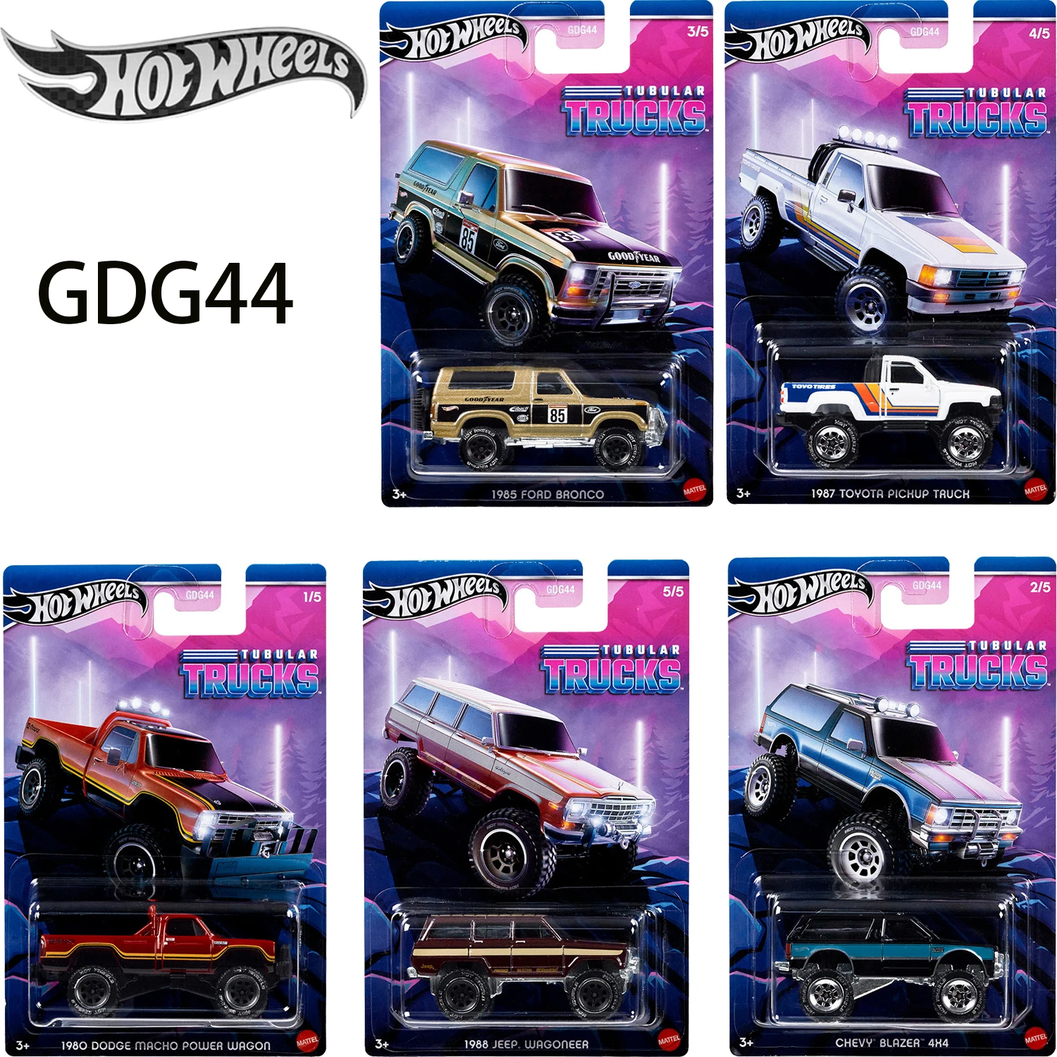 Hot Wheels Silver Series 1:64 GDG44 Simulação Tema Série de carros Brinquedo de coleção de captador de veículos off-road