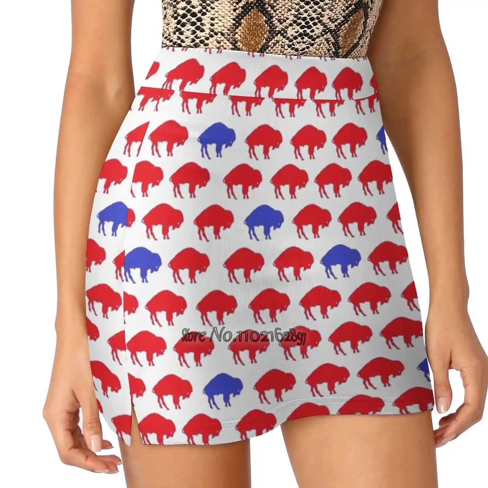 

Red Buffalo Herd - Buffalo Sports Women Sports Lining Skirt Tennis Dance Fitness Short Printed Skirts Buffalo Herd Blue Red