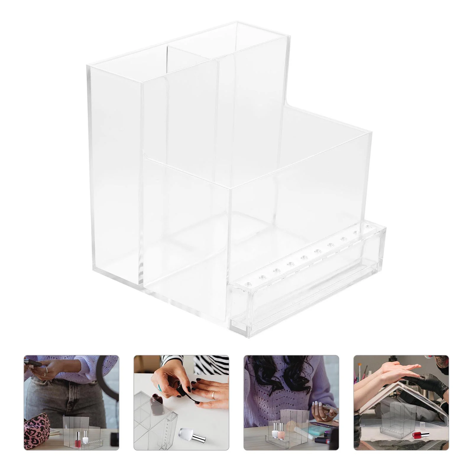 Manicure Grinding Head Rack Grinder Storage Black Nail Polish Organizer Container