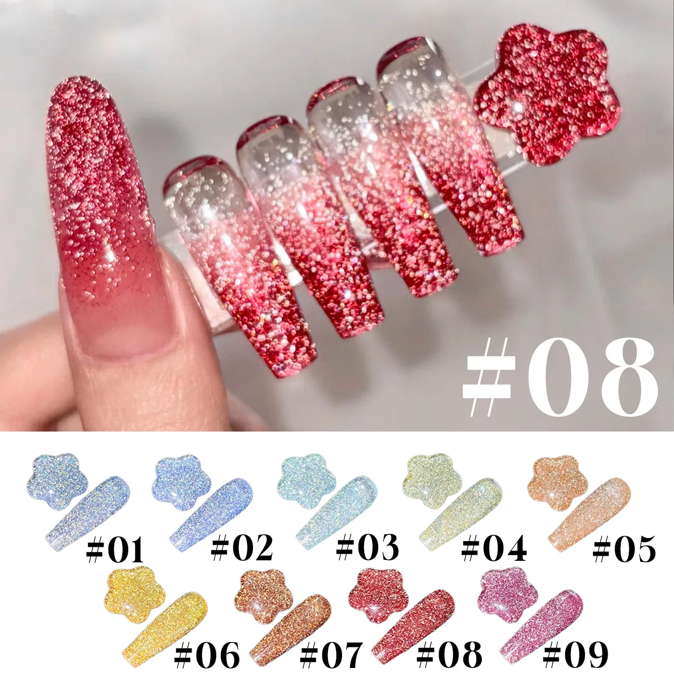 MIANEL 1 قطعة 12 مللي الصيف الأظافر المتفجرة ستروب بريق الماس هلام طلاء الأظافر عالية الكثافة ديسكو كسر الماس هلام الأظافر الحمراء #1