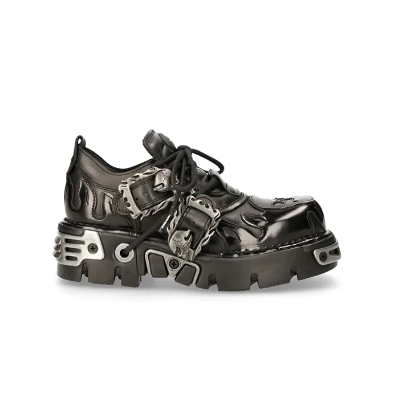 

Retro Rock Shoes for Both Men and Women New Dark Punk Leather Shoes Metal Niche Low Top Platform Shoes for Women