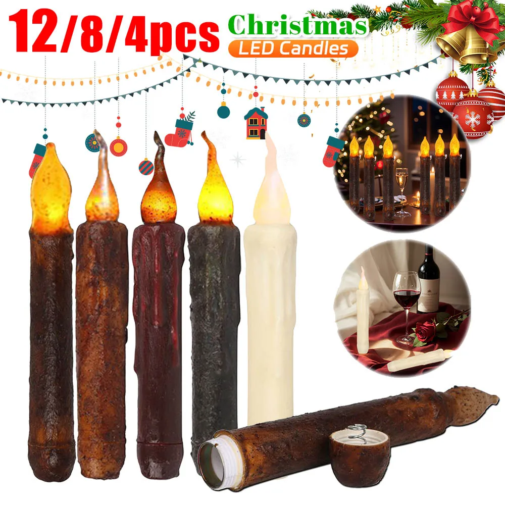 

4/8/12Pcs Led Battery Candles Artificial Flickering Flameless Candles for Wedding Tables Halloween Christmas Decorative Candles