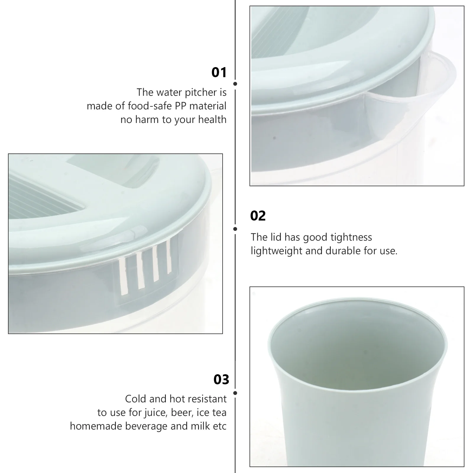 

Cold Water Pitcher Lightweight Plastic Kettle Hot Cold Resistant Tea Coffee Juice Pot Transparent Bottle Set