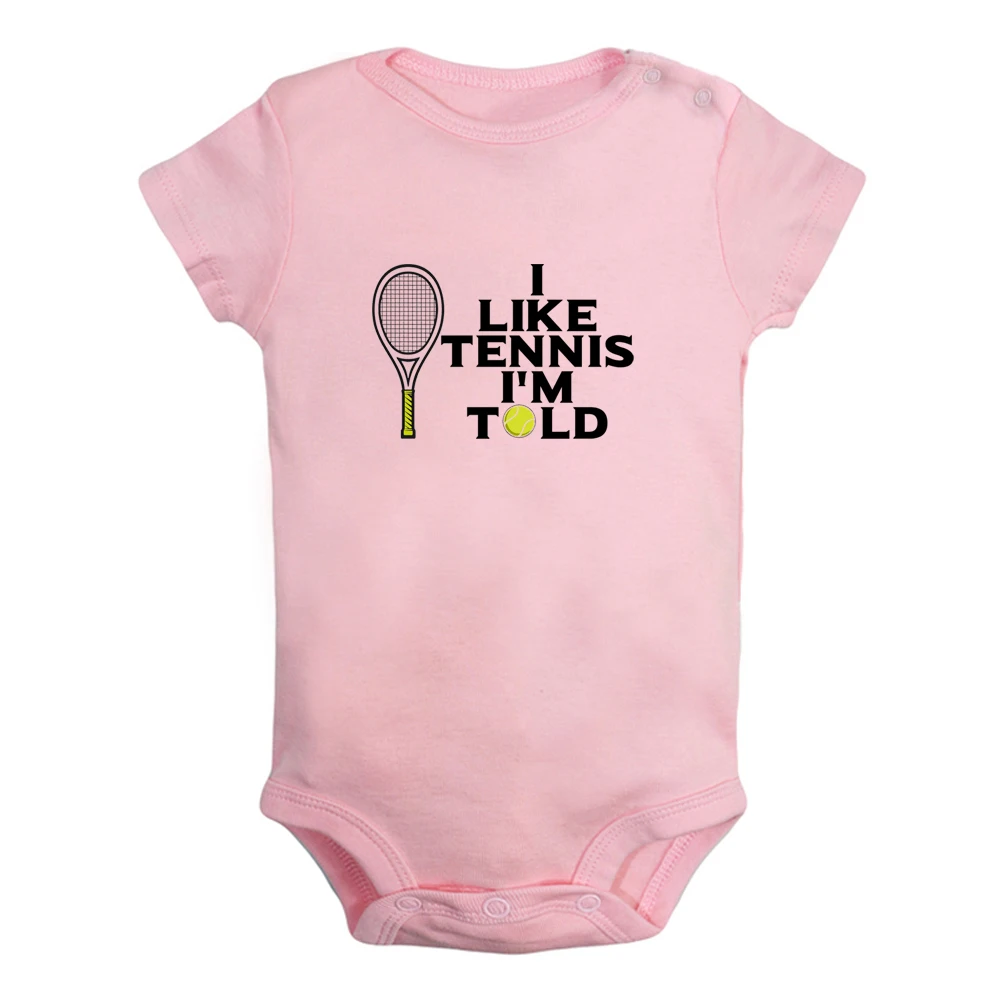 iDzn NEW I Like Tennis I'm Told Cute Baby Rompers Baby Boys Girls Fun Print Bodysuit Infant Short Sleeves Jumpsuit Kids Clothes