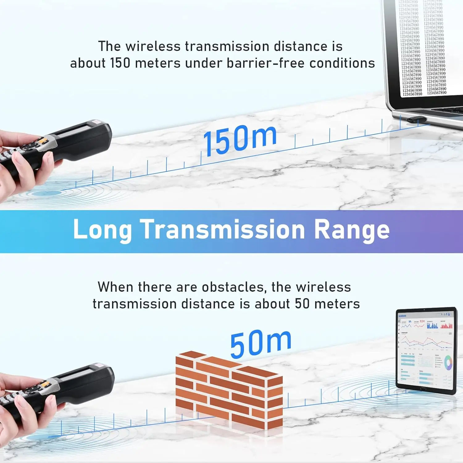 Wireless 1D Barcode Scanner JRHC Inventory Scanner Collector Portable Data Terminal Inventory Device USB with 2.2\'\'LED Screen