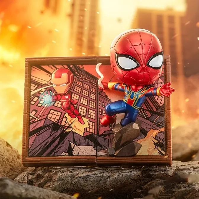 POP MART Marvel Photo Frame Series Blind Box 2024 New Q-Style Iron Man Spider man Mystery Box Children Toys Birthday Gift