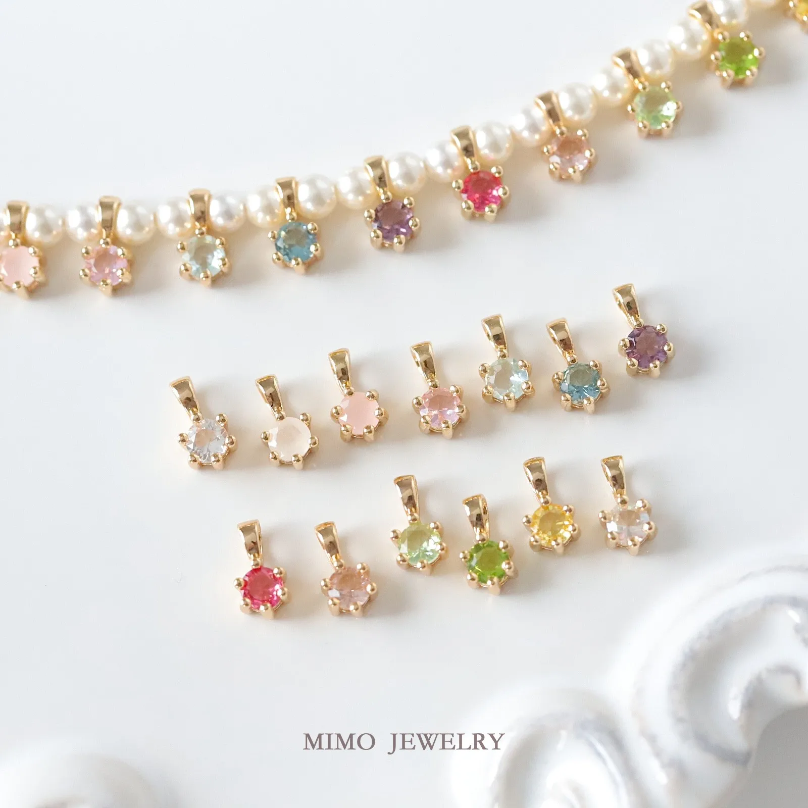 

Colorful Single Diamond Pendant Necklace Bracelet Charms Pendant Supplies DIY Hand Brass Gold Plated Accessories 10*5mm