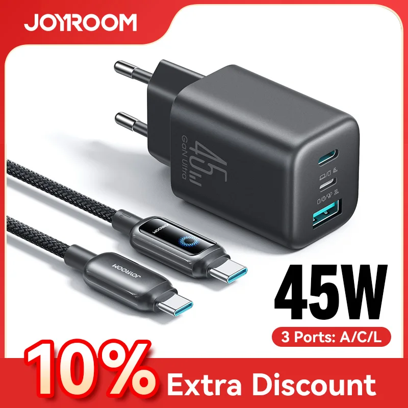 Joyroom 45W USB C/L/A chargeur Mini chargeur mural adaptateur ue royaume-uni chargeur de téléphone pour iPhone écouteur chargeur de téléphone portable TO1