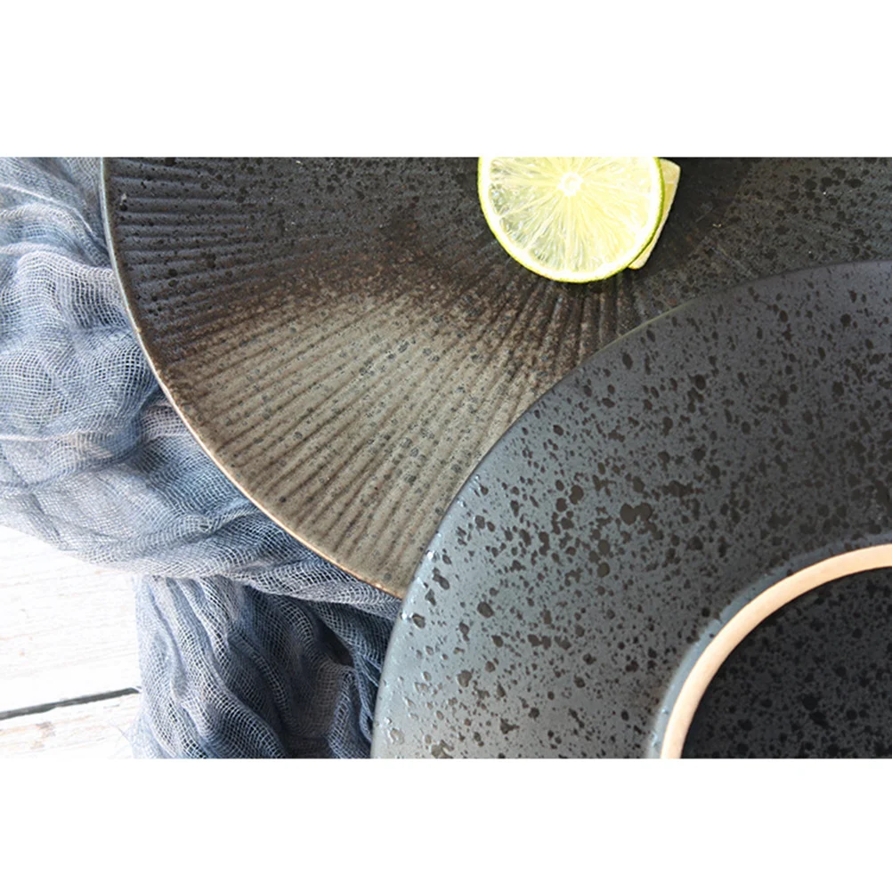 

8 Inch Creative Retro Ceramic Dish Round Plate for Steak Salad Snack Tray Restaurant Tableware Dishwasher Safe