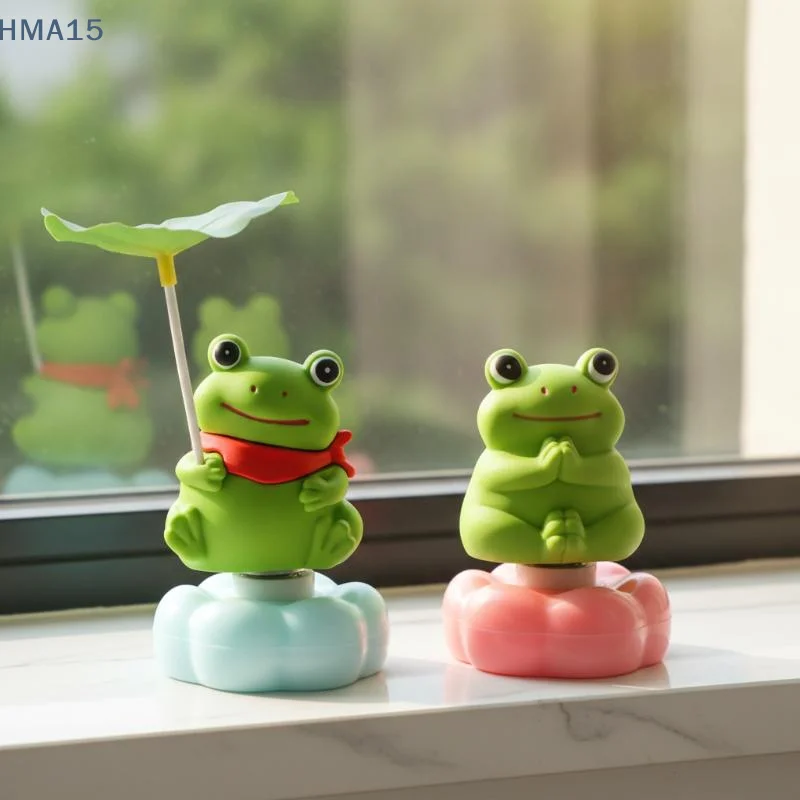 【YA】Rotatable Frog Figurine Funny Animal Ornament Shockproof Base Decor for Car Dashboard Desktop Dorm Desk
