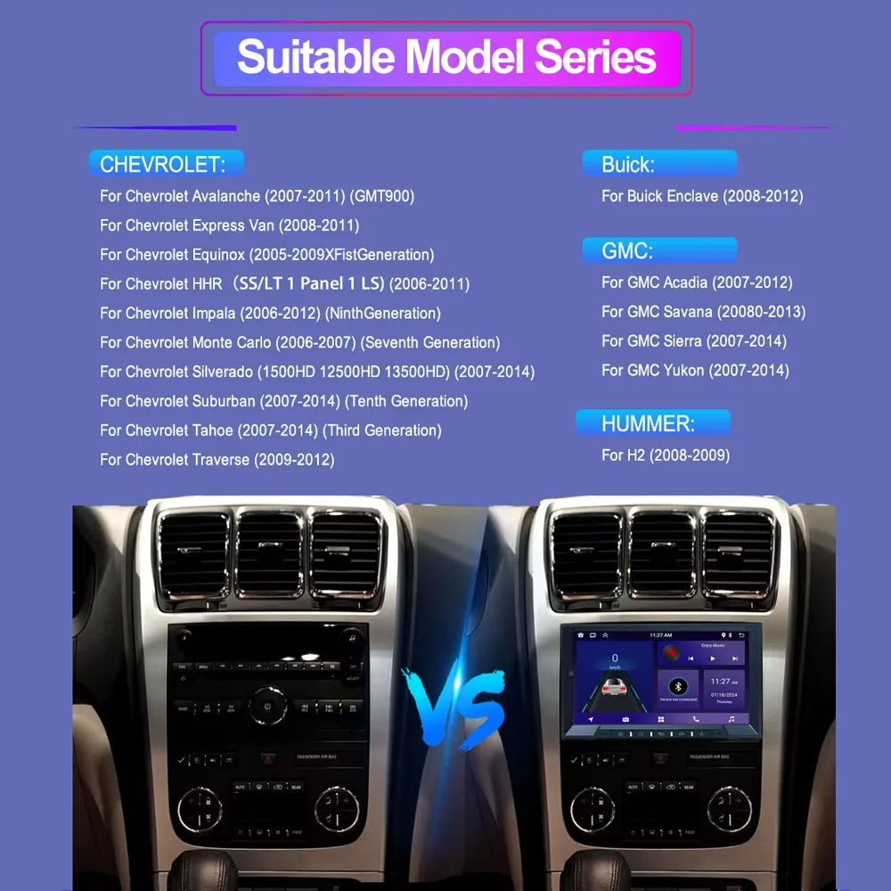 8 Inch Car Radio For Chevrolet Silverado GMC Sierra Impala Traverse Avalanche Express Yukon Acadia Savana Android Navigation GPS