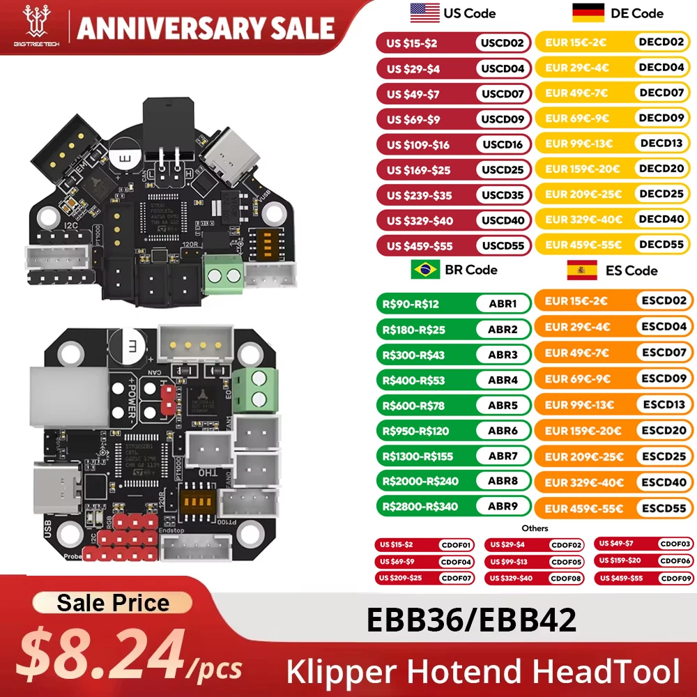 BIGTREETECH EBB36 EBB42 CAN GEN2 Board Support Canbus PT100 For Klipper Hotend HeadTool 36 stepper motor Ender3 3d Printer Parts