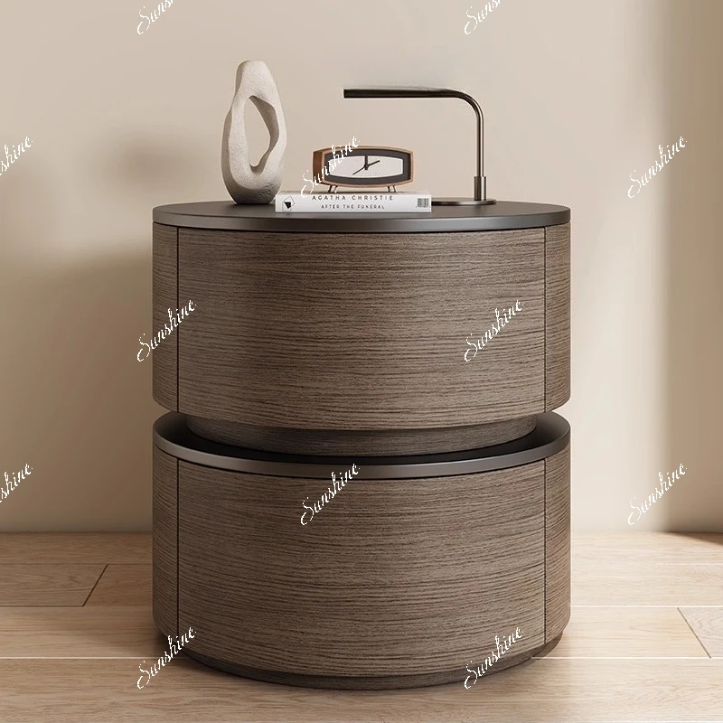 Home bedroom popular round bedside table modern simple bedside shelf