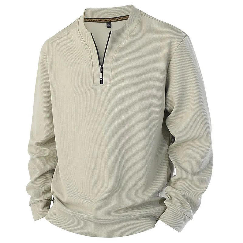 حجم كبير 7XL 8XL الرجال طويلة الأكمام تي شيرت نصف البريدي البلوز نمط جديد لربيع الخريف عادية الخامس الرقبة هوديس ملابس للرجال