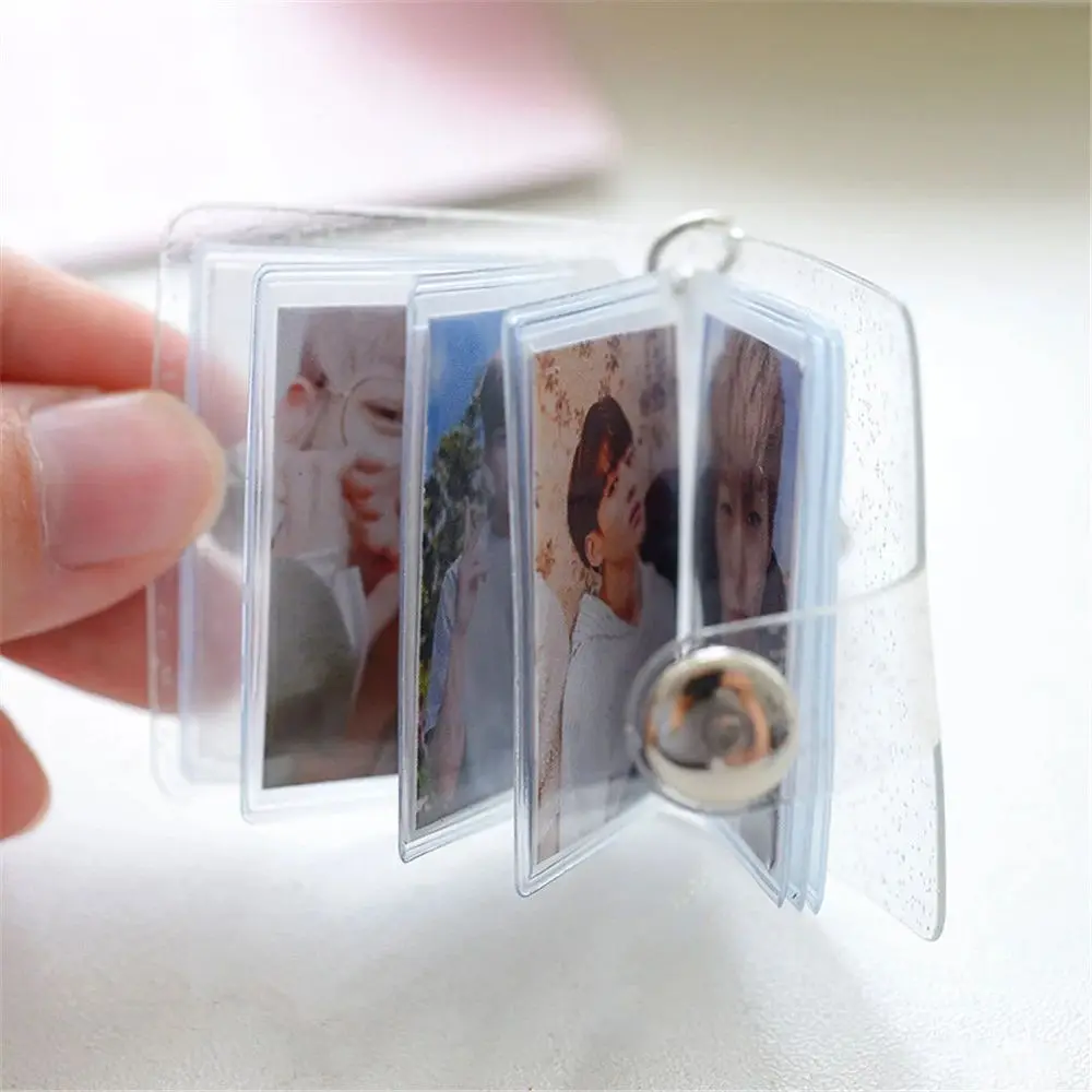 Mini Photo Album Keychain, Small Instant Picture Album, Pendant ID Photo Storage, Intersticial Pocket Keyring, Lover Memory, 16 páginas