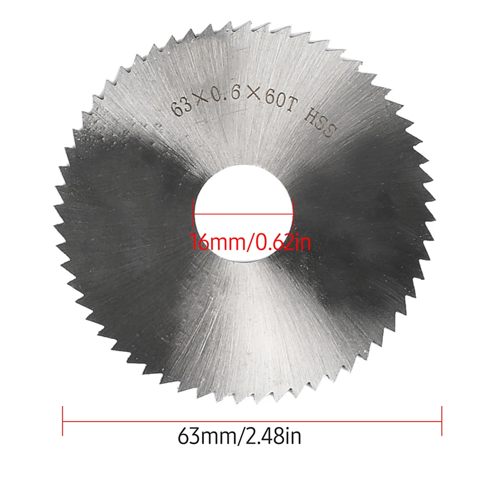 63*16*0.6mm 60T Saw Blade Steel Circular Bore Diameter Wheel Cutting Disc Rotating Drilling Tool For Wood Plastic Cutting Tools