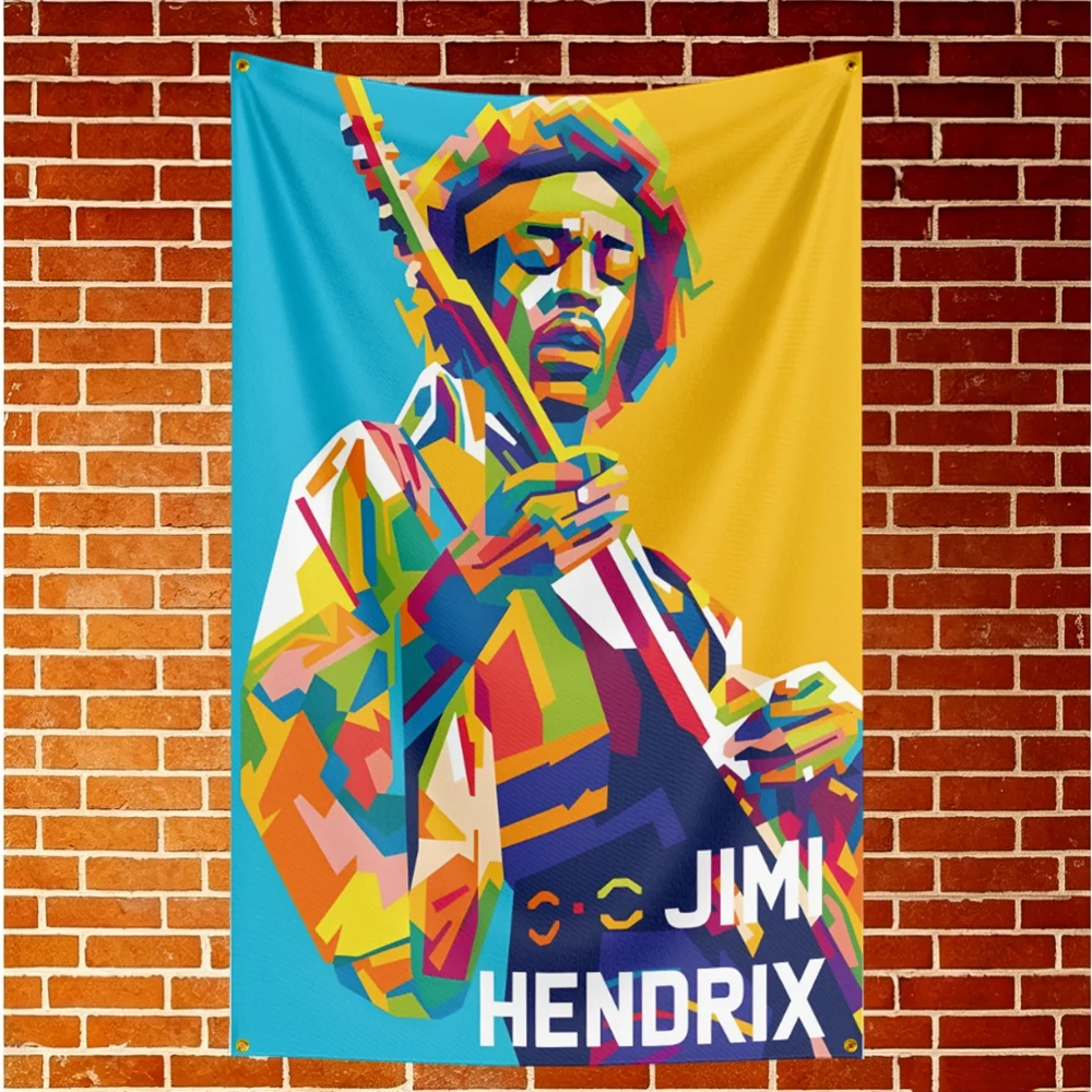 Jimi Hendrix Music Flag Banner For Fan Cave Watch Party Tailgate Gathering Indoor Outdoor Backyard Home Festival Ornament Supply