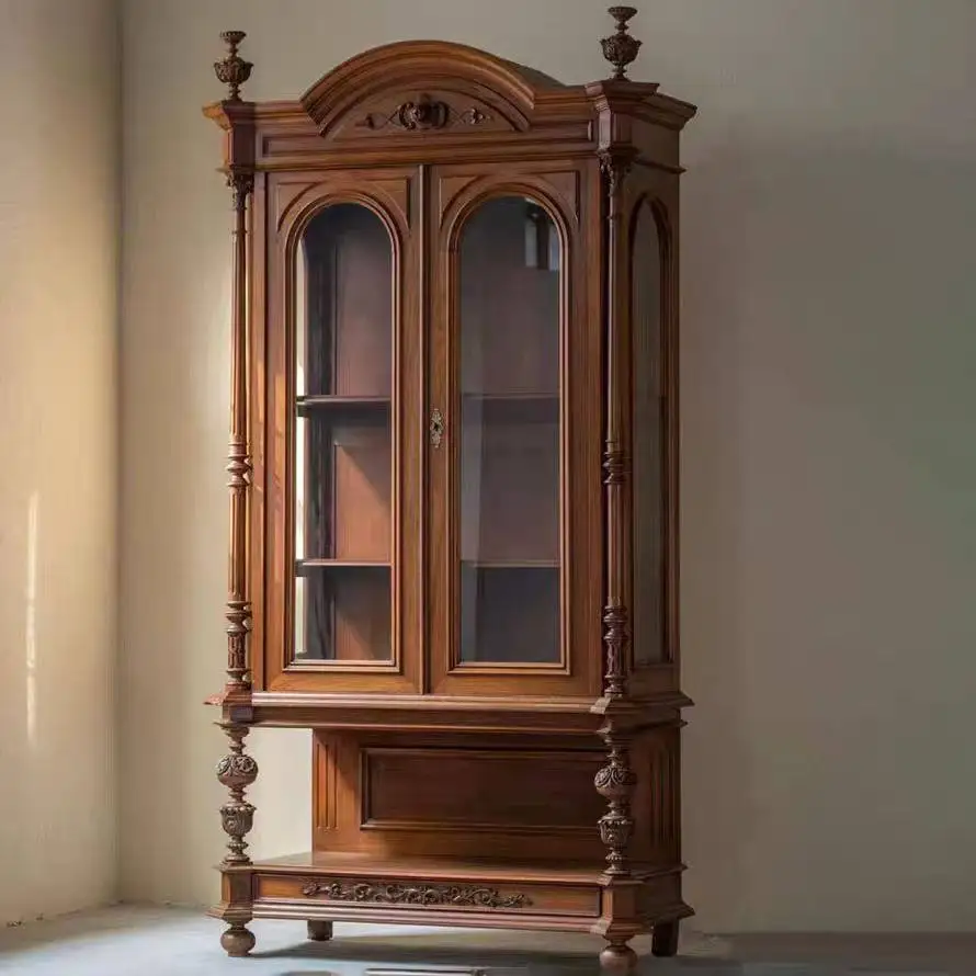 

Винный шкаф TT в ретро-стиле с одной дверцей, из массива дерева, для гостиной или спальни, витрина для винных бутылок и бокалов.