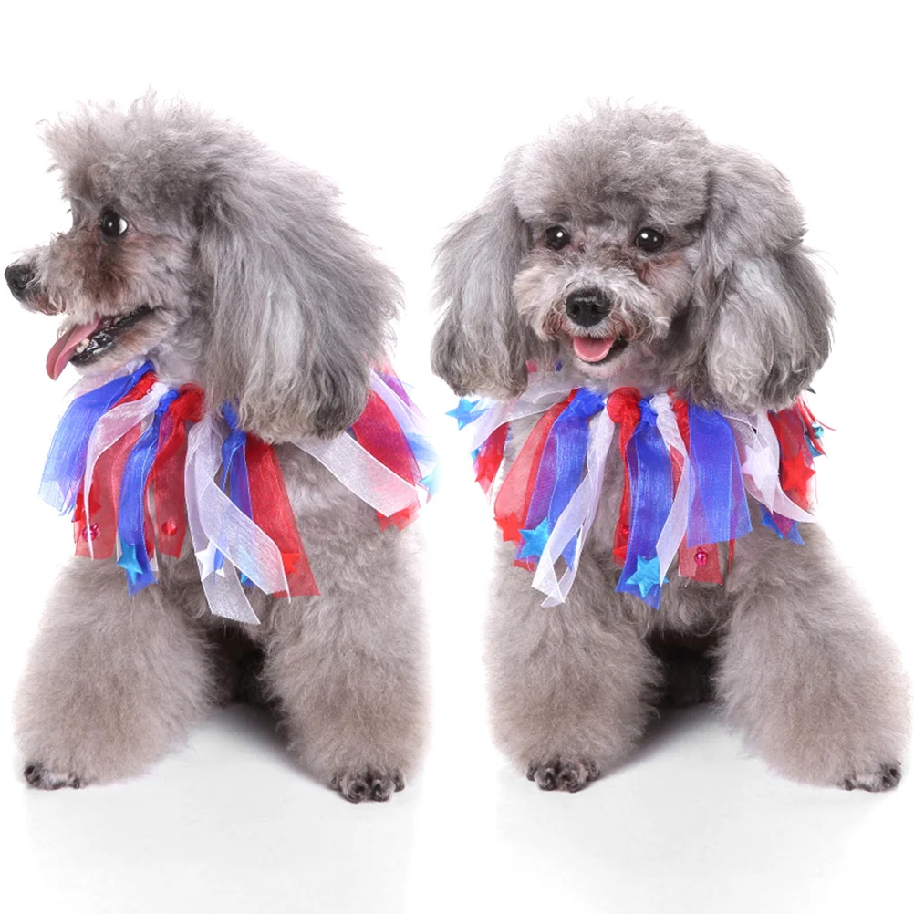 

Small Pet Collar for Dogs Decorative Elastic Necklace Birthday Halloween Party Costume Accessory Circular Polyester