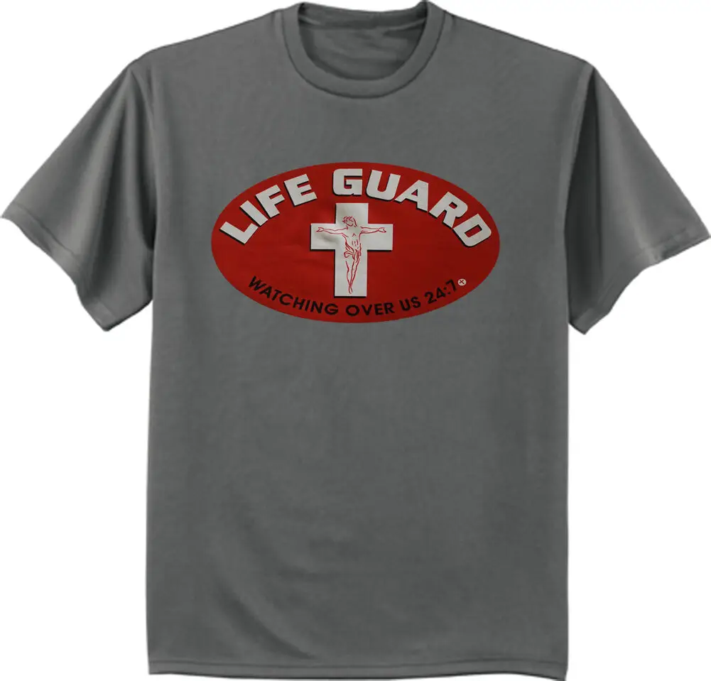 Jesus shirt Life Guard Christian t-shirt for men dark gray faith prayer