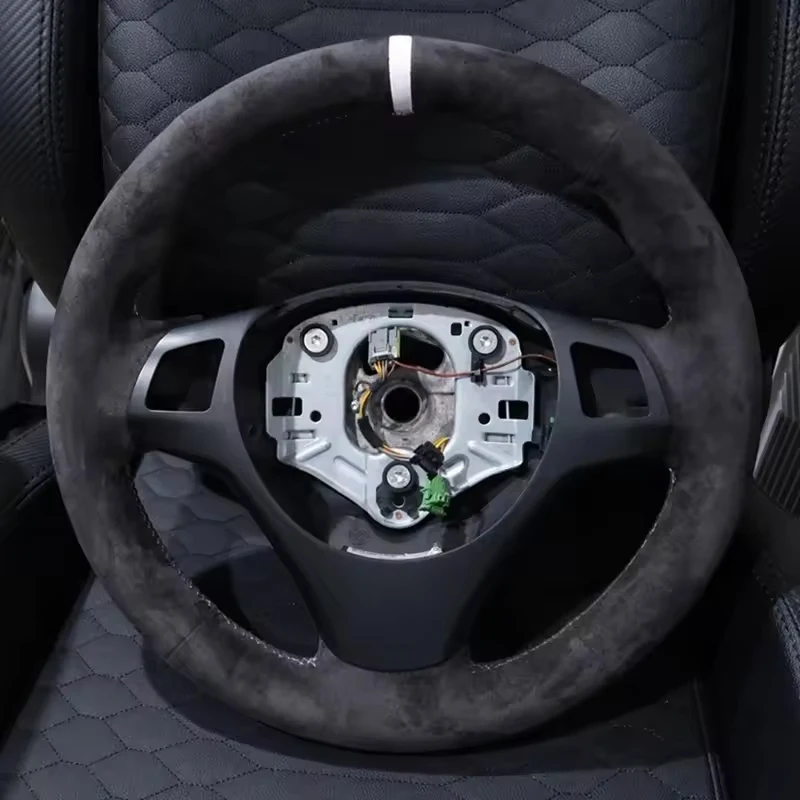 Alcantara Steering Wheel Cover Wrap Genuine Leather White Thread Car Accessoires Specifically For BMW M Sport M3 E90 E91 E92 E93