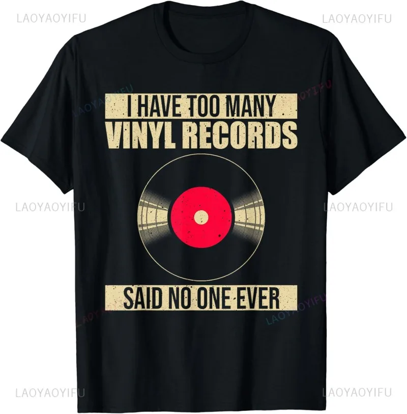 Cool Vinyl Record Printing Man\'s Tshirt LP Record Lover Music Artist Graphic T-Shirt Nostalgia Old School Style Cotton T Shirts