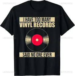 Cool Vinyl Record Printing Man's Tshirt LP Record Lover Music Artist Graphic T-Shirt Nostalgia Old School Style Cotton T Shirts