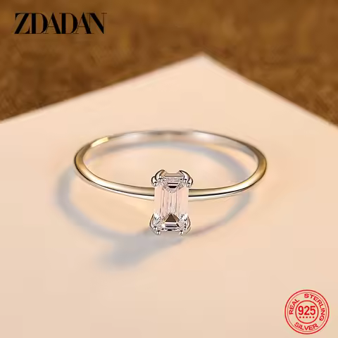 ZDADAN 925 Sterling Silver Diamond Ring For Women Fashion Wedding Jewelry Gift