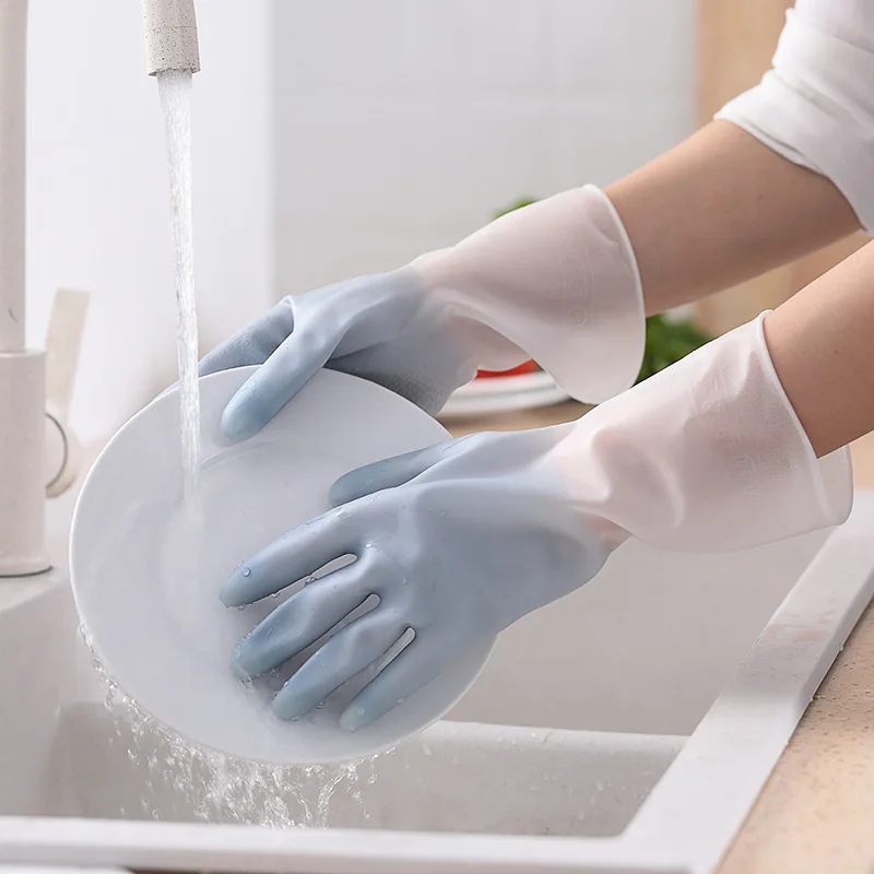 Pvc Rubber Household Waterproof Laundry Clean Durable Dry Household Rubber Dishwashing Gloves Kitchen