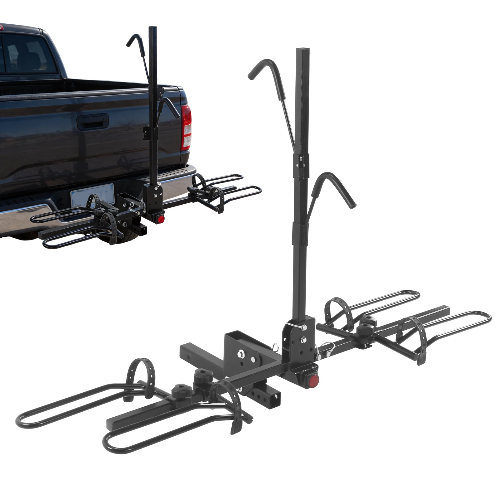 

2 электрических крепления для велосипедов на багажник автомобиля, грузоподъемность 160 фунтов, для двух велосипедов, с регулируемыми держателями для шин, подходит для шин с максимальным диаметром до 5 дюймов.