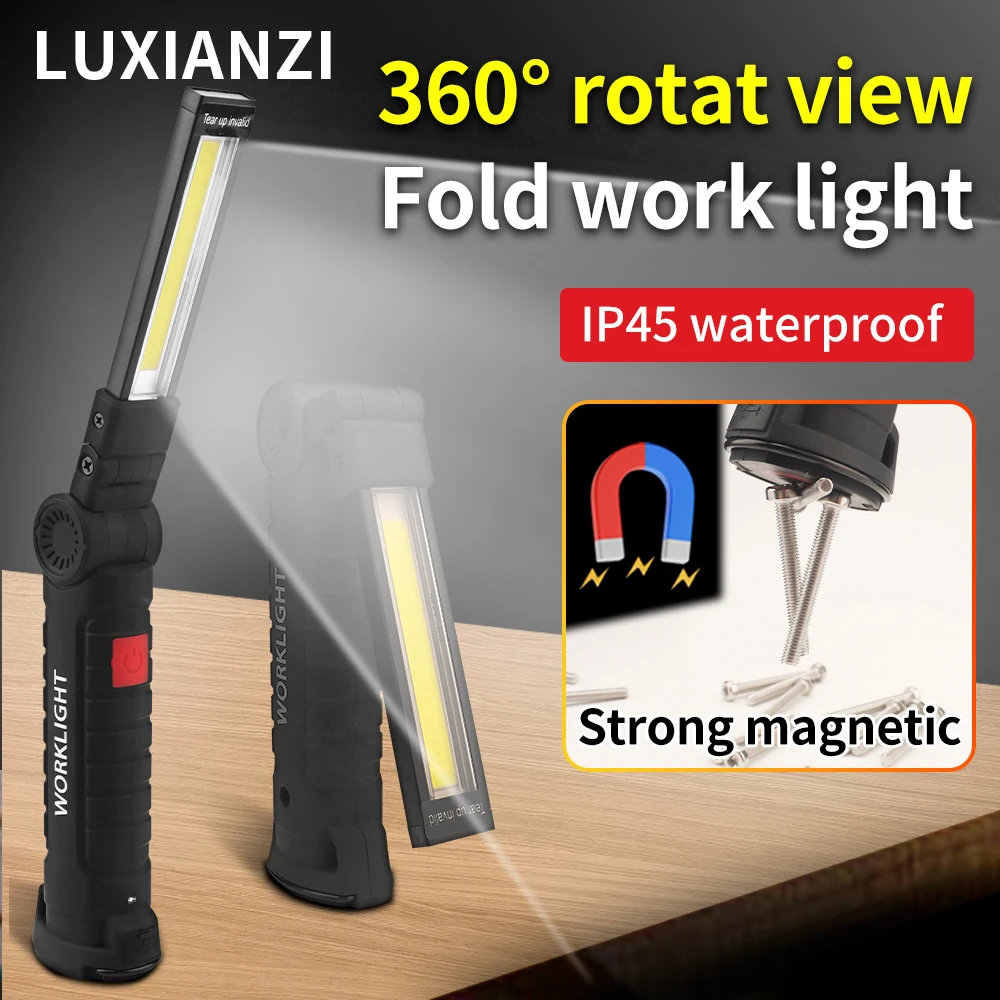 

LUXIANZI Multifunctional Fold Tool Light With Magnetic Base Car Repair Industrial Bright USB Rechargeable Lighting desk lamp