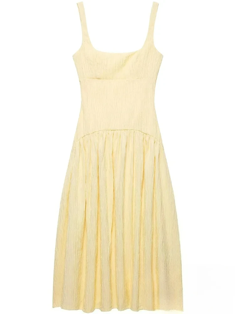 KONDALA Sexy Casual Chic Women Dress Solid Ruffles Cami Long Dress New Fashion 2025 Spring Summer Boho Party Female Dress